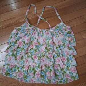Y2K Floral tiered ruffle cami medium fairy grunge